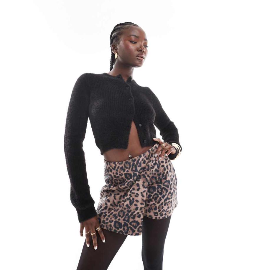 Miss Selfridge Rokje van bengaline met gemengde dierenprint-Veelkleurig Multicolor