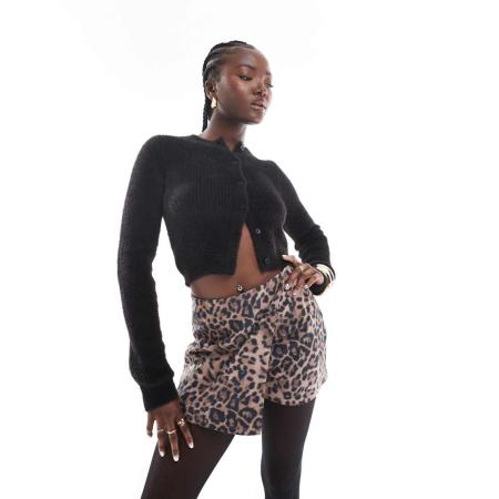 Miss Selfridge Rokje van bengaline met gemengde dierenprint-Veelkleurig