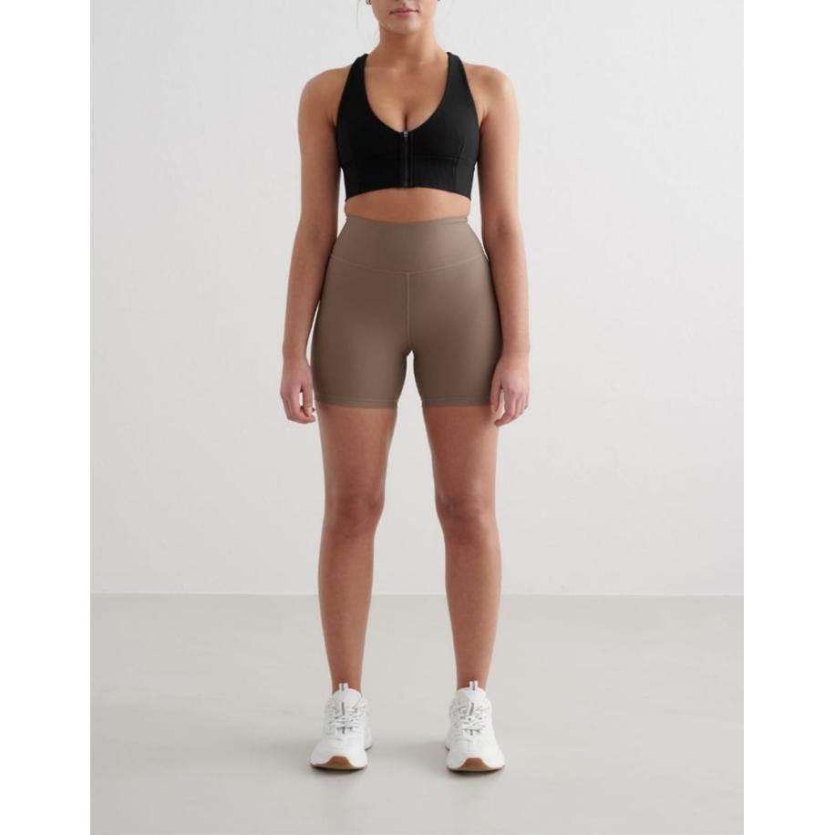 Aim'n Geribbelde performance midi-short in nougat bruin Bruin