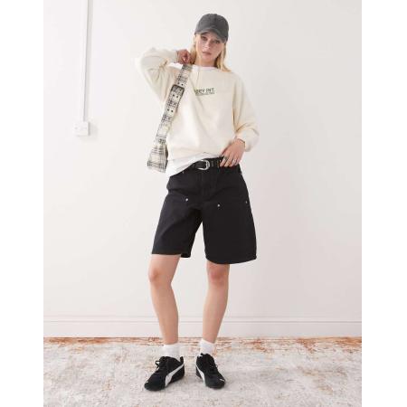 Obey Rechtvallende denim jorts in zwart