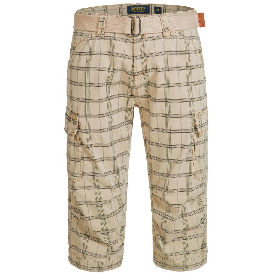 INDICODE JEANS INDICODE JEANS Cargobroek Nicolas Check beige / donkergrijs -