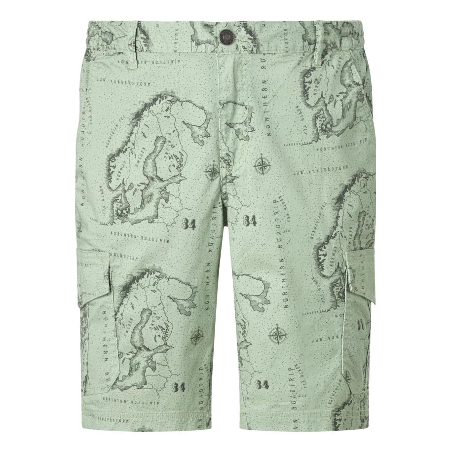 Jan Vanderstorm Bermuda groen, Bedrukt Groen