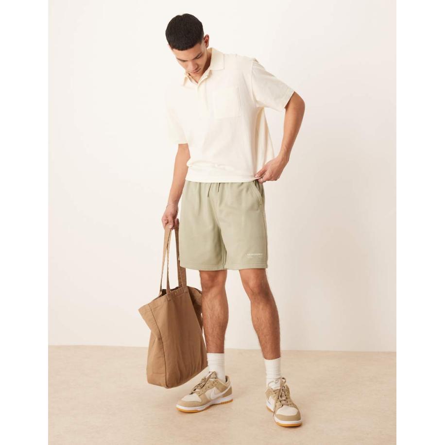 Abercrombie & Fitch - Joggingshort van badstof met trekkoord in groen Groen