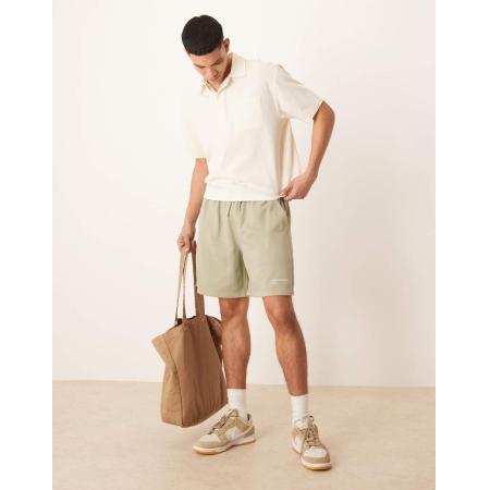 Abercrombie & Fitch - Joggingshort van badstof met trekkoord in groen