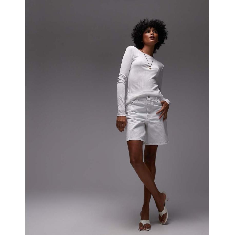 Topshop Denim jort in wit Wit