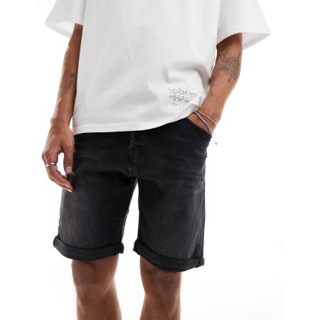 Jack & Jones - Denim short in zwart met wassing