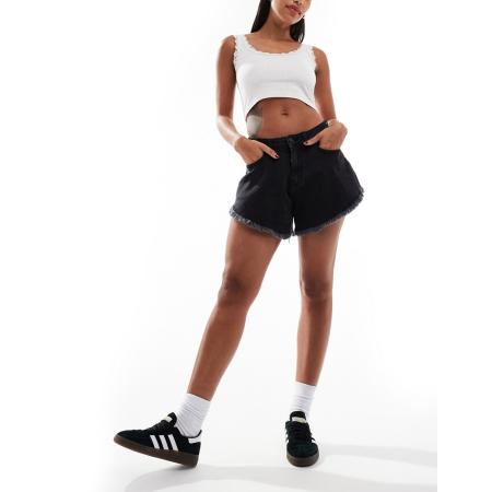 DTT Zwierige denim short in verwassen zwart