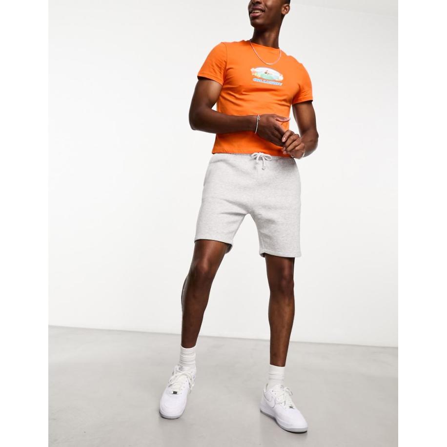 COLLUSION - Jersey short in gemêleerd grijs Grijs