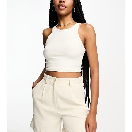 ASOS DESIGN Tall Dad short van linnenmix in stone-Neutraal