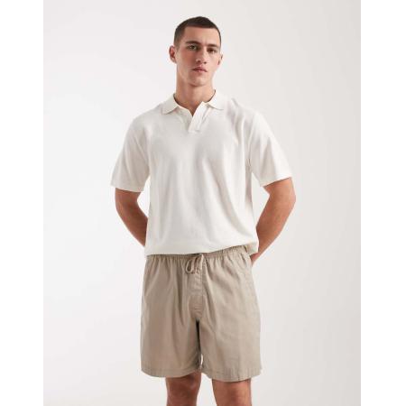 Hollister Short van keperstof met elastische taille in zandkleur-Brown