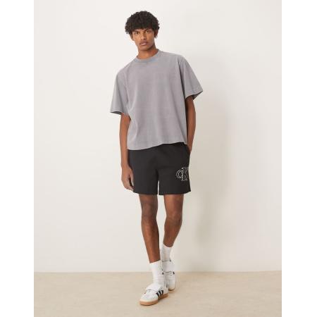 Calvin Klein Jeans - Gebreide short met logo-appliqué in zwart