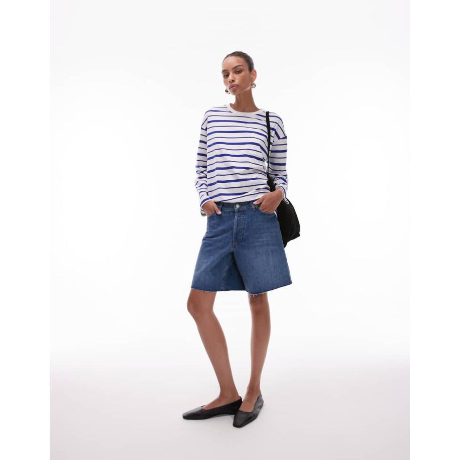 Topshop Losse denim jort in middenblauw