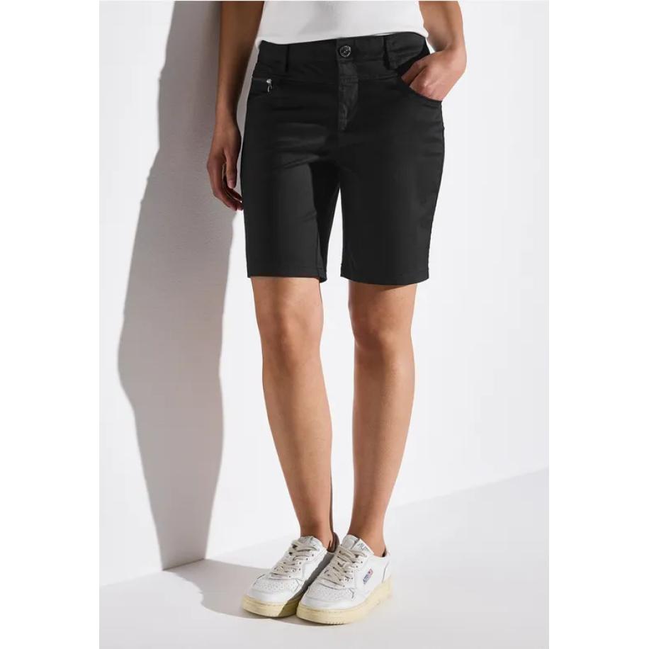 Street One Satijnen bermuda met rits Zwart