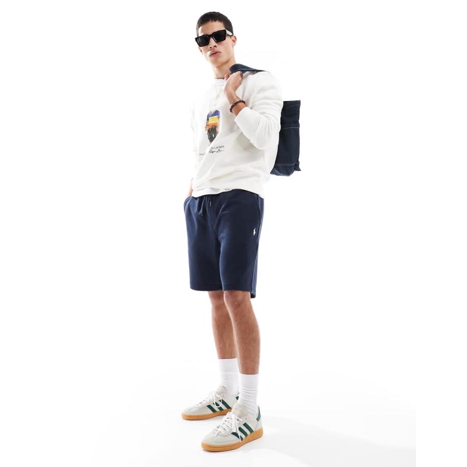 Polo Ralph Lauren - Dubbel gebreide sweatshort met icoonlogo in marineblauw, deel van co-ord set Blauw