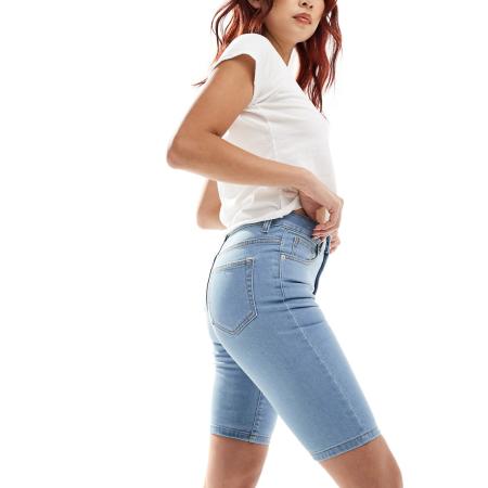 DTT Skinny denim short in blauw met lichte wassing