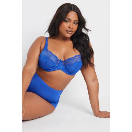 Yours Kobaltblauwe Stretch Kant Balconette Bh Zonder Vulling En Beugels Size 105D