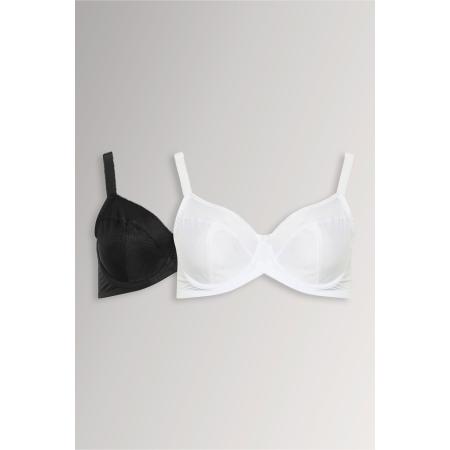 Yours 2Pack Zwarte En Witte Bh's Met Beugel Size 85J