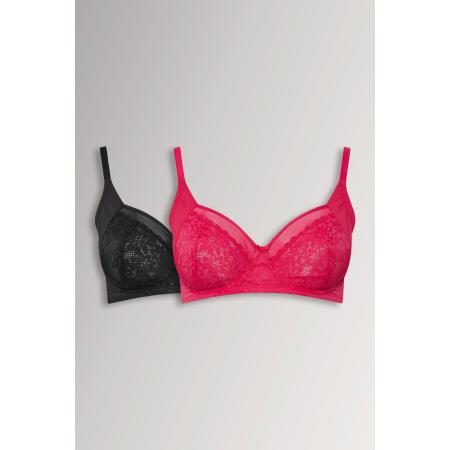 Yours 2Pack Roze En Zwarte Kanten Mesh Beugelbeha's Size 105F