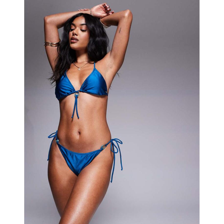 Candypants Bikinibroekje met gestrikte zijkant in blauw Blauw