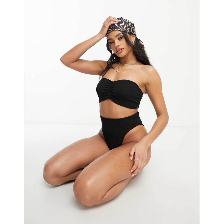 ASOS DESIGN Amy Mix & Match Bandeau-bikinitopje in zwart Zwart