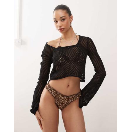 Motel Veroly Bikinibroekje met luipaardprint in multi-Bruin