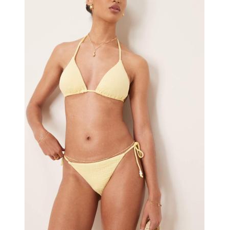 Stradivarius Bikinibroekje van kreukelstof met gestrikte zijkanten in geel