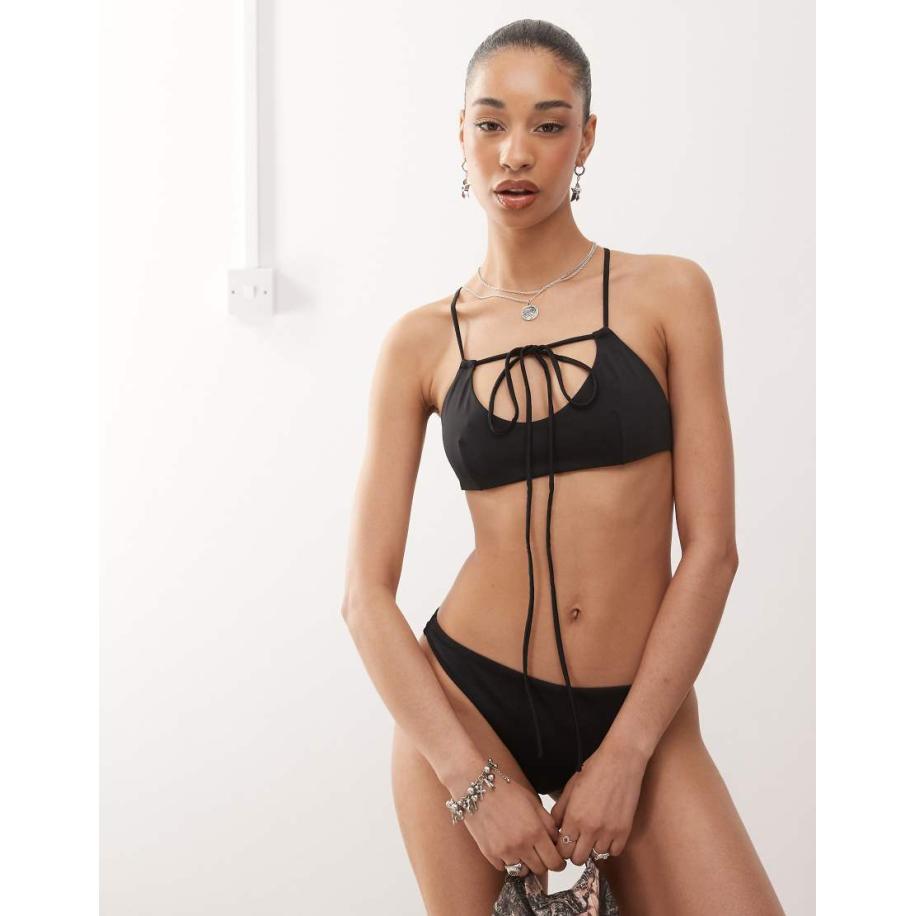 Weekday Bikinitopje met bandjes in zwart Zwart