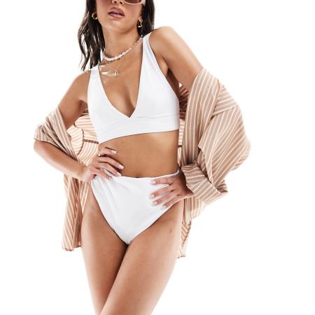 ASOS DESIGN Maya Diepuitgesneden minimalistisch bikinitopje in wit