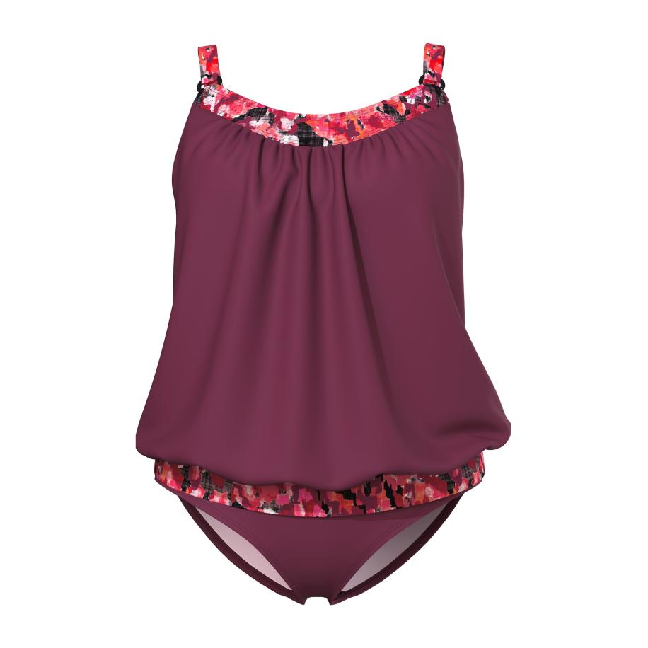 Ulla Popken Ulla Popken Tankini rood / donkerrood / zwart / wit -