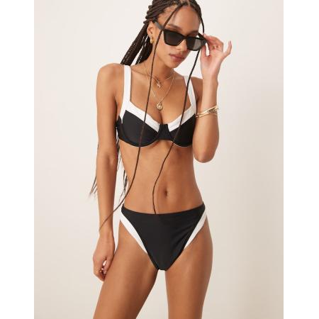 Abercrombie & Fitch Zwemmen Broekje met halfhoge taille en contrasterende biezen in zwart, deel van co-ord set