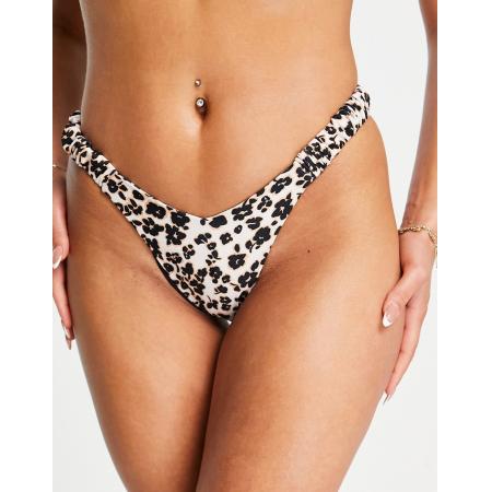 Kulani Kinis Hoog opgesneden retro bikinibroekje in kleine zwarte bloemenprint