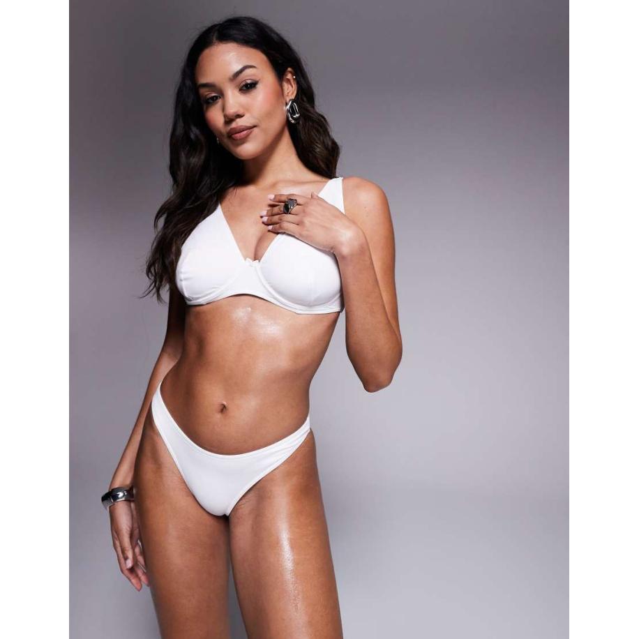 ASOS DESIGN Maya Hoogopgesneden bikinibroekje in wit Wit