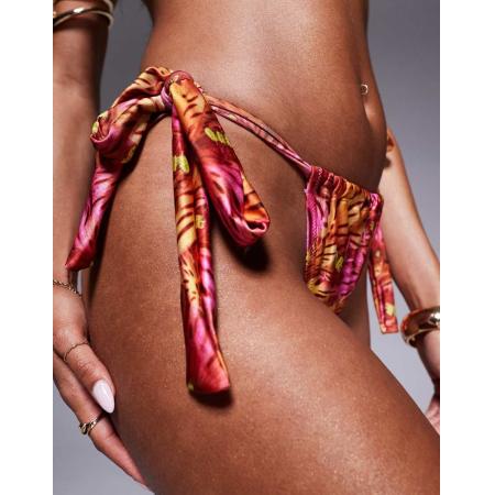 Candypants Bikinibroekje met abstracte print en gestrikte zijkanten in multi-Veelkleurig