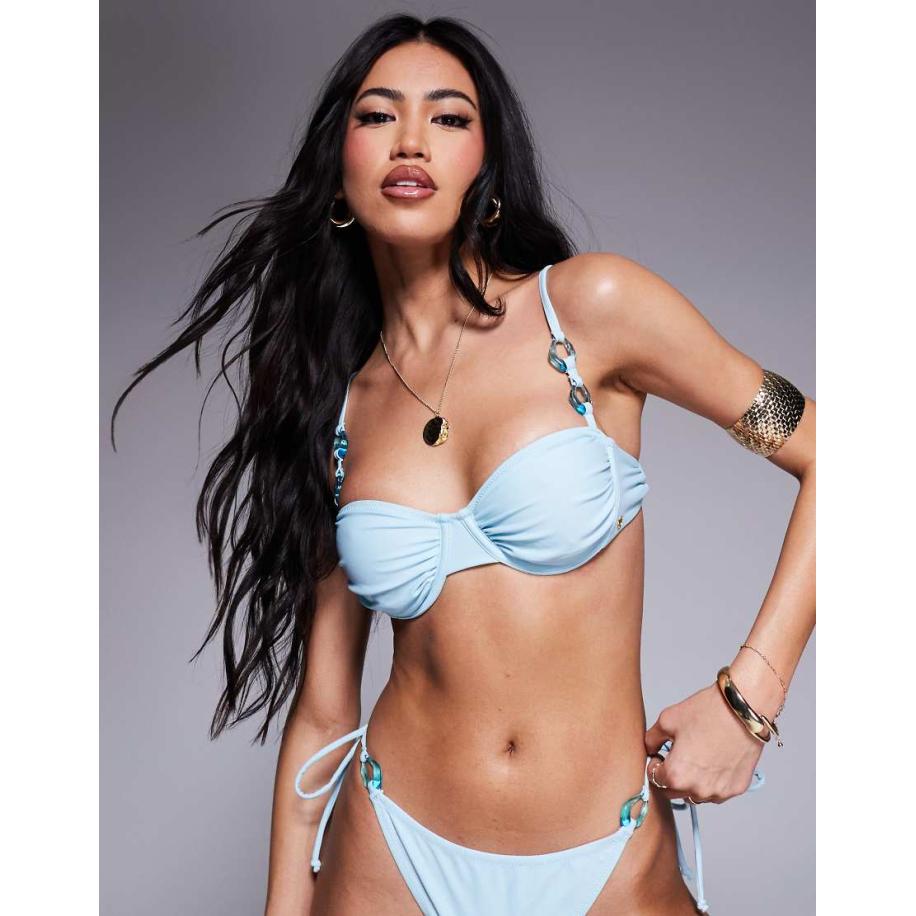 Candypants Bikinitop met beugels in blauw Blauw