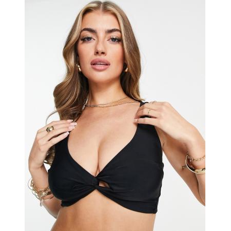 ASOS DESIGN Vollere Buste Mix en match Cropped bikinitopje met gedraaide voorkant in zwart