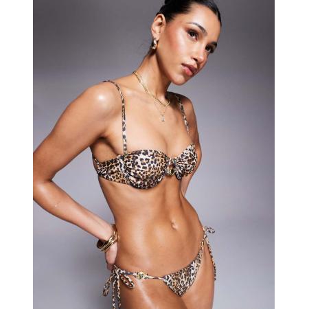 Candypants Bikinitopje met beugels en luipaardprint in multi-Veelkleurig