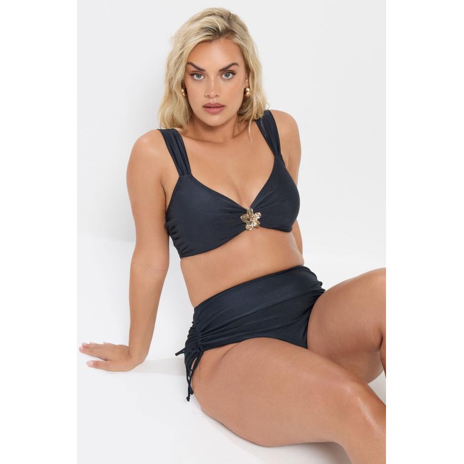 Yours Marineblauwe Bikinitop Met Bloemendetail Size 58-60 Blauw