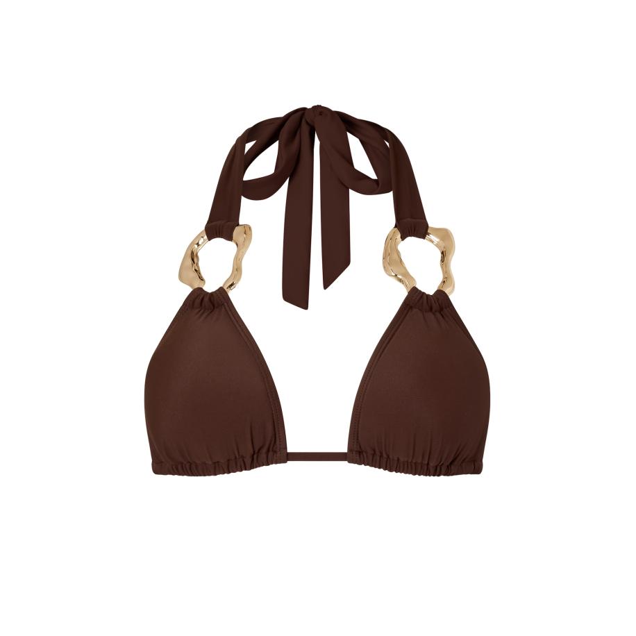 Moda Minx Moda Minx Bikinitop Irregular Hoop donkerbruin / goud -