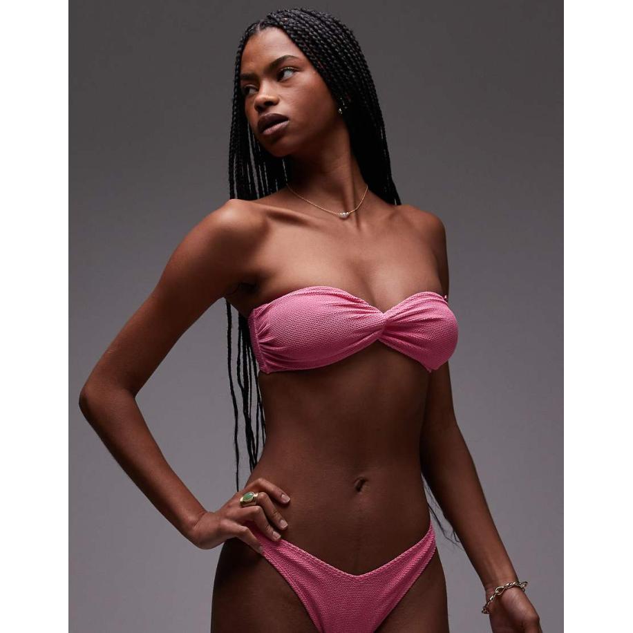 & Other Stories Bandeau-bikinitop met gedraaide voorkant, uitneembare vulling en verwijderbare bandjes in roze Roze
