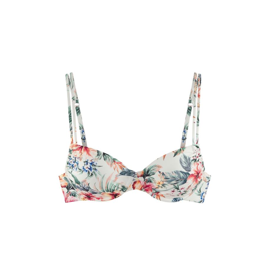Lascana LASCANA Bikinitop crème / blauw / donkergroen / donkeroranje / wit -