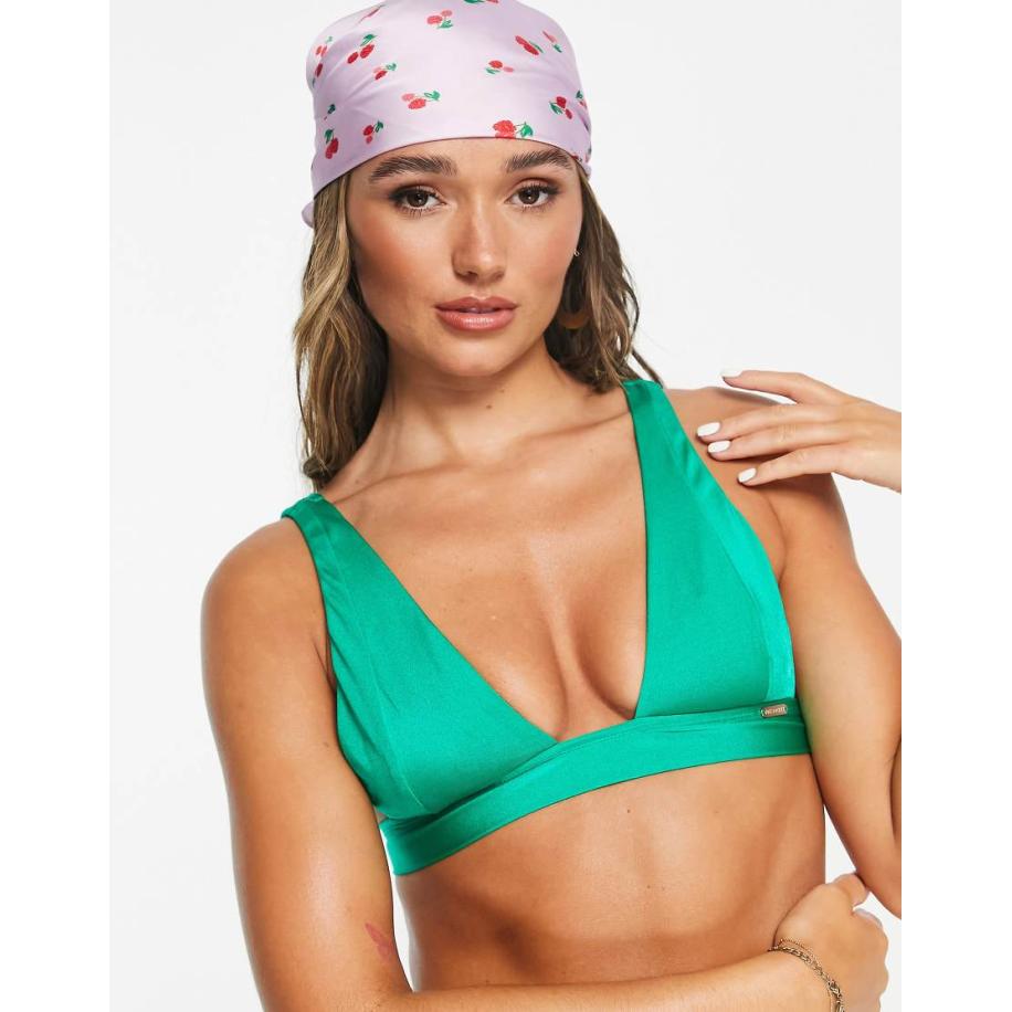 Free Society Mix en match Triangel-bikinitop met brede band in metallic groen Groen