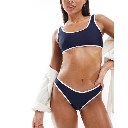 4th & Reckless Florence Bikinitopje met contrasterende randen in marineblauw