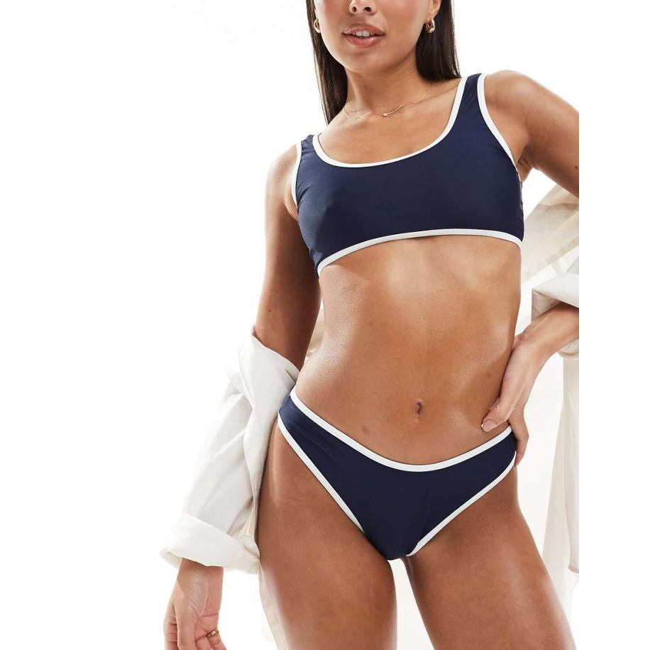 4th & Reckless Florence Bikinitopje met contrasterende randen in marineblauw Blauw
