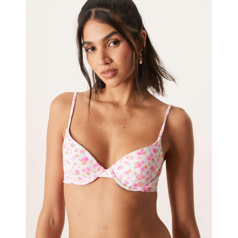 Kulani Kinis Flamingo Beugel-bikinitopje met bloemenprint in lichtroze Roze