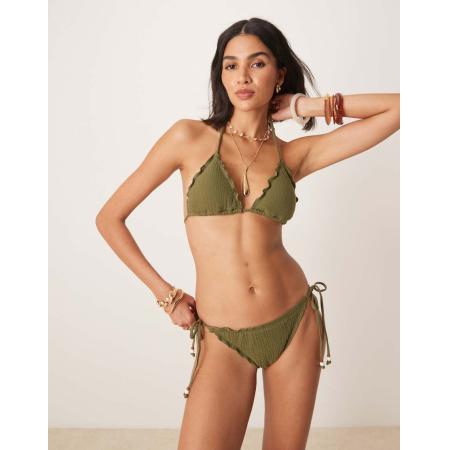 Stradivarius Bikinibroekje met gestrikte zijkanten in kaki-Groen