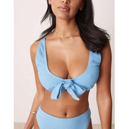 Peek & Beau Vollere buste Triangel bikinitopje van kreukelstof in blauw