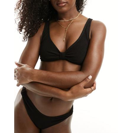 & Other Stories Triangel-bikinitopje met knoop en textuur in zwart