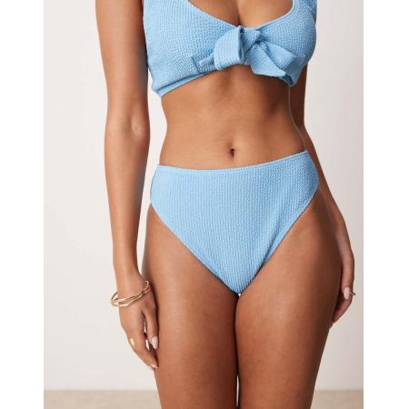 Peek & Beau Vollere buste Bikinibroekje van kreukelstof in blauw