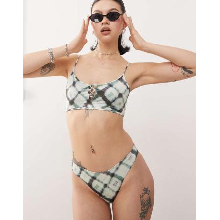 Monki Mix en match Triangel bikinitopje met vervaagde ruitprint-Veelkleurig