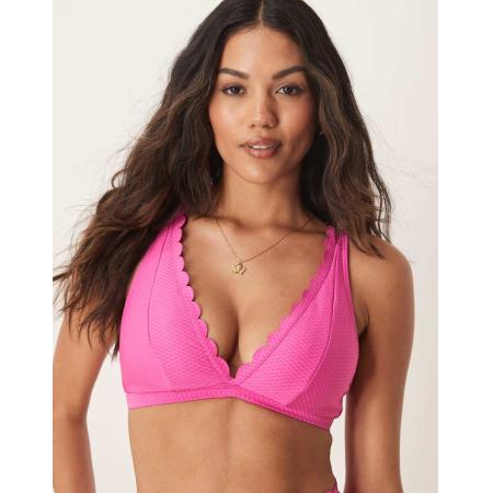 Peek & Beau Vollere buste Triangel-bikinitopje met textuur en geschulpte rand in roze